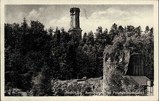 Rochlitz  DDR s/w AK 1957 Blick auf den Aussichtsturm und Porphyr Steinbrüche
