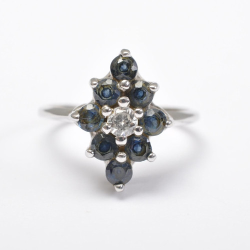 Vintage saphir diamantring 14 - saphir, diamantring,