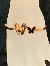 Damen Armreif aus Edelstahl in Rose Gold Color in Schmetterling Design Turmalin