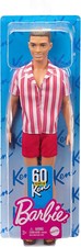 Barbie GRB42 - Ken 60. Jubiläumspuppe Strand-Outfit im Retrostil mit Schwimmhose