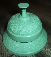 Tischglocke / Rezeption- Klingel, Hotelglocke , Metall, florales Muster, türkis
