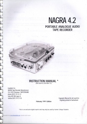 Instruction manual nagra - manual,