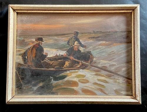 öl gemälde ruderboot - gemälde,