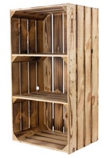 Sparset Geflammter hoher Holzschrank mit 2 Böden, Holzregal Regal Obstkiste