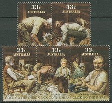 Australien 1986 Folklore Schafscherer Click go the shears 979/83 postfrisch