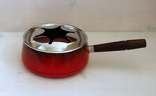 70er Silit Fondue-Topf mit langem Holzgriff / Ø oben ca. 16 cm / emailliert