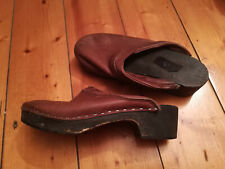 MERINO Clogs Echtholz Hausschuhe Frauen Kinder Gr. 36 braun SAMMLER von ca. 1975