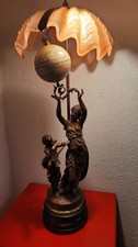 Antik Jugendstil Figur Bronze Statue weiblicher Akt Putto Tisch Lampe 19 Jhd.