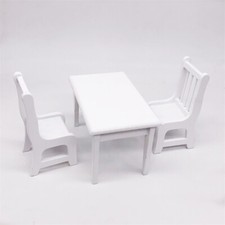 Puppenhaus Miniatur Schulmöbel Set 1:12 Maßstab Weißer Tisch Mit Stühlen Holz