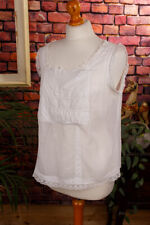 Vintage uralt antik Wäsche Top Bluse weiß Gaze mit Tasche M L
