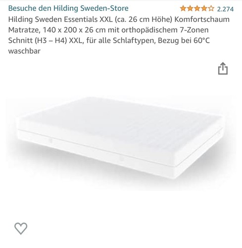 Hilding sweden matratze 140 - 140, x