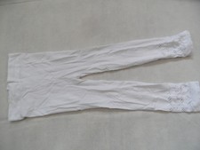 YIGGA 2 feine Strumpfhosen-Leggings weiß Lochmuster rosa Spitze Gr.122  KSo918