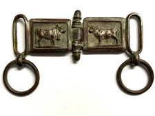 Zunft Gürtelkoppel - Fleischer - um 1900 - Messing - 2-teilig - Kuh-Relief