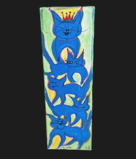 Gemälde Acryl auf Leinwand C `s cats 90x30 imposant original signiert vintage