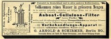 G.Arnold & Schirmer Berlin WEIN- WASSER- BIER- FILTER Historische Reklame v.1892