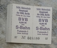 alte Fahrkarte Fahrschein Städte Nahverkehr BVB S-Bahn Hauptstadt der DDR Berlin