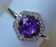 Edel Diamant Ring aus 9kt 375 Gold Ring mit Brillant Amethyst Brillanten ♦️ 8551