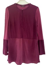 STRENESSE feine elegante Tunika Bluse Seidentaft & Viscose In Aubergine Gr. 38
