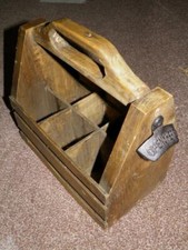 Vintage Kieferbaum Bier Picknick 6 Flaschenhalter Träger mit festem oberen Öffner.