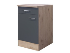 Küchenunterschrank - 50 cm breit - Basaltgrau Matt San Remo Eiche – Morena
