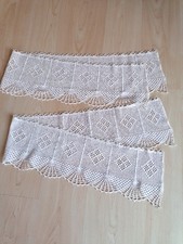 2 schöne Gardinen gehäkelt Handarbeit,  je 140cm x 22cm unbenutzt 