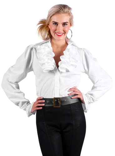 Rüschenbluse mit jabot - rüschenbluse, weiß