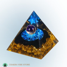 Orgon Pyramide mit Obsidian | Heilung | EMF Schutz | 5 cm Chakra Heilung Orgonit