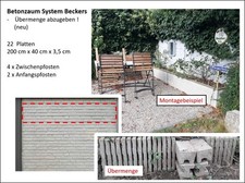 Betonzaun - 8m x 2m - Sichtschutz, Lärmschutz - Übermenge abzugeben