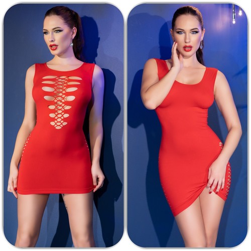 Sexy nahtloses minikleid rot - nahtloses,