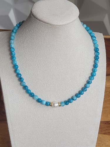 Larimar perlenkette mit echte - larimar,