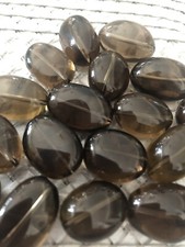 Rauchquarz, Cabochonschliff 95g Schmucksteine, gebohrt f. Kette mit 20 Steinen