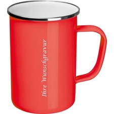 Emaille Tasse mit Gravur /