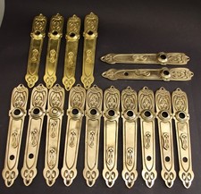 8 Paar Antiker Türbeschlag Türblende Langschild Messing Berliner Jugendstil