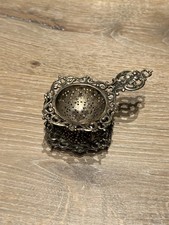 800er Silber Teesieb mit Ablage – 73,5 g – antik, Jugendstil / Hanau Silber