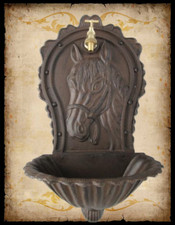 Wand Brunnen Wiener Pflanzbrunnen braun Pferd ziseliert  Eisenguss+ Messing Hahn