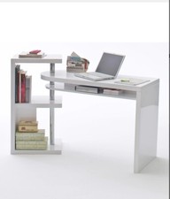 Schreibtisch weiß Hochglanz mit Winkel 