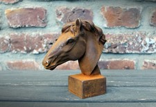 Gartenfigur Pferdekopf Edelrost Skulptur reiten Gartendeko Rostfiguren Landhaus