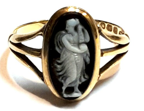 Antiker gemmenring kamee 18k - antiker,