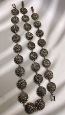 Set Collier Armband Markasit Steine 925 Silber Schmuckset Schmuck Halskette