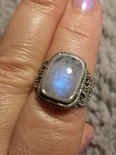 Wunderschöner Regenbogen Mondstein Ring Silber 925 Gr. 18,1