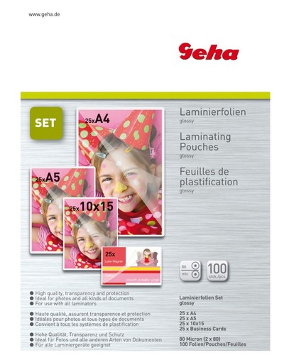 Geha set 100x laminierfolien - geha,