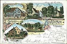 Ansichtskarte (b241) Neukirchen b. Opladen 1898 Restaurant Badeanstalt Kirche Ra
