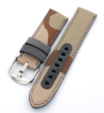 UHRBAND 22mm Germany RIOS LEDER & CANVAS Vintage robust TAUCHER DIVER NAVY BAND