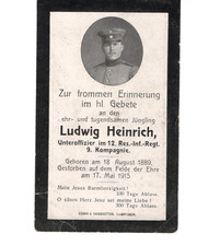 Sterbebild ,WK1 Uffz.Res