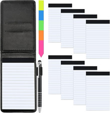 Mini Notizblock A7 Set 11 Stück, Mini Notizbuch Mit 8 Ersatzblöcke, PU Leder Sch