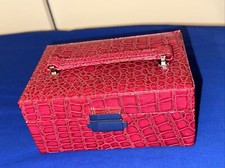 Pink Schmuckkoffer Schmuckschatulle Schmuckkasten Kroko Leder-Optik