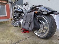 Satteltasche ZEUS BLACK Seitenkoffer Tasche Retro passend für Custom HD VN800 VN