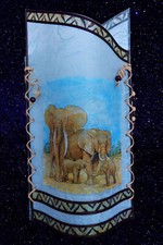 Tischleuchte "AFRIKA ELEFANTEN" blau Ethno Handarbeit Unikat - Geschenkidee !!!