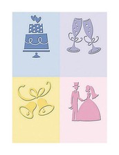 4 Prägeschablone Hochzeit Etikett Embossing-Folder, Cuttlebug Provocraft  6259