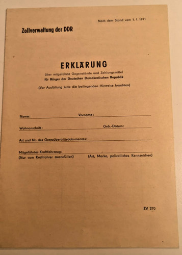 Zollverwaltung ddr formular - zollverwaltung,
